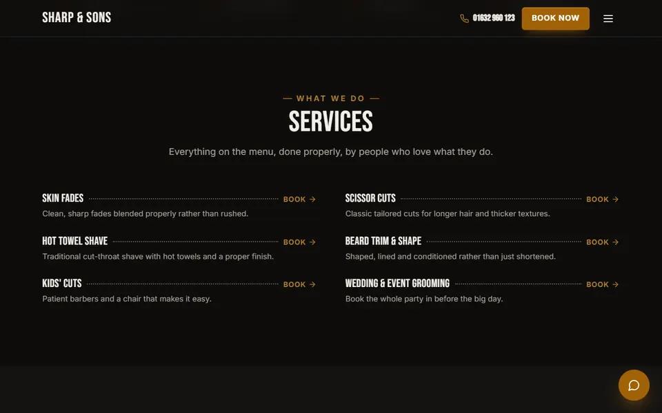 Our barber demo: services