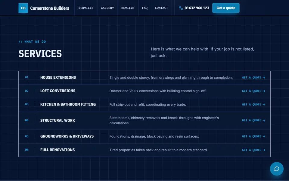 Our builder demo: services