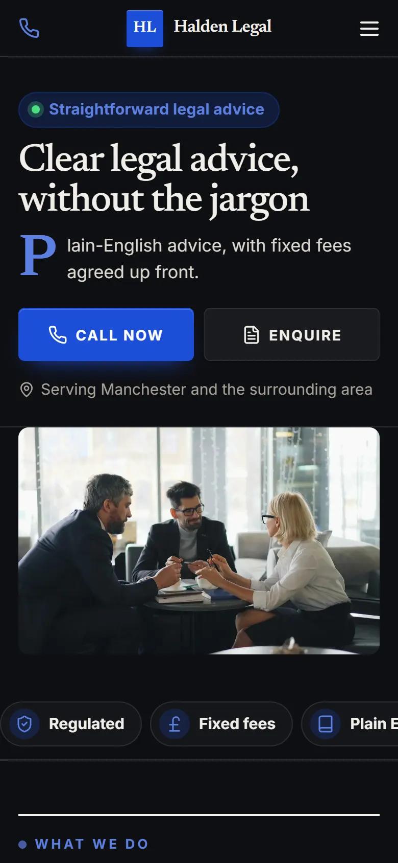 Our solicitor demo: on a phone