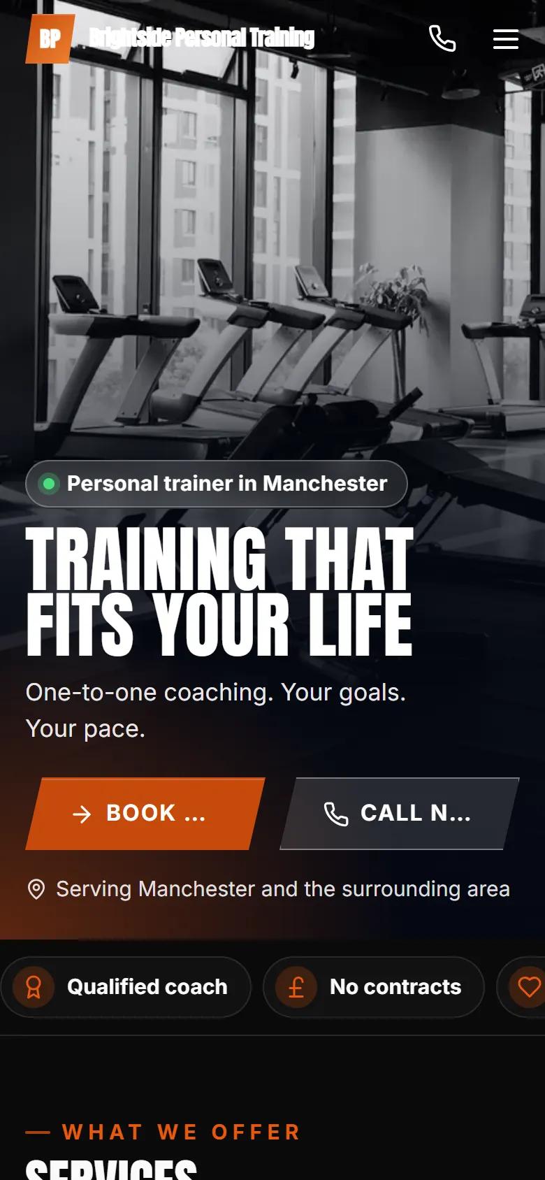 Our personal trainer demo: on a phone