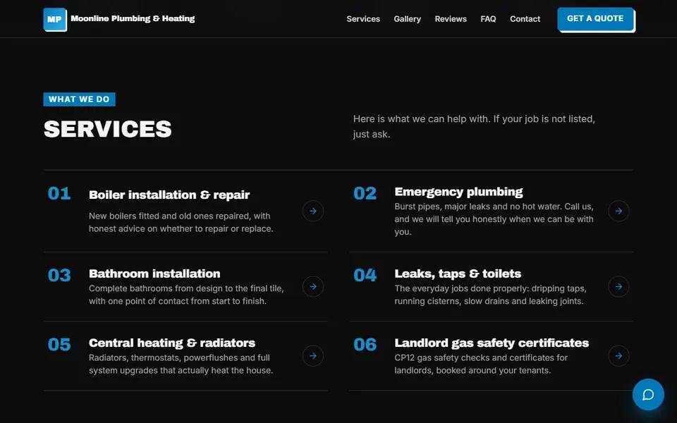 Our plumber demo: services