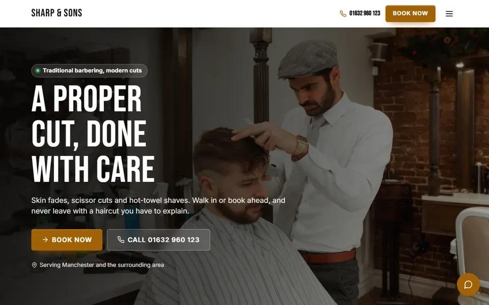 Barber example: home page