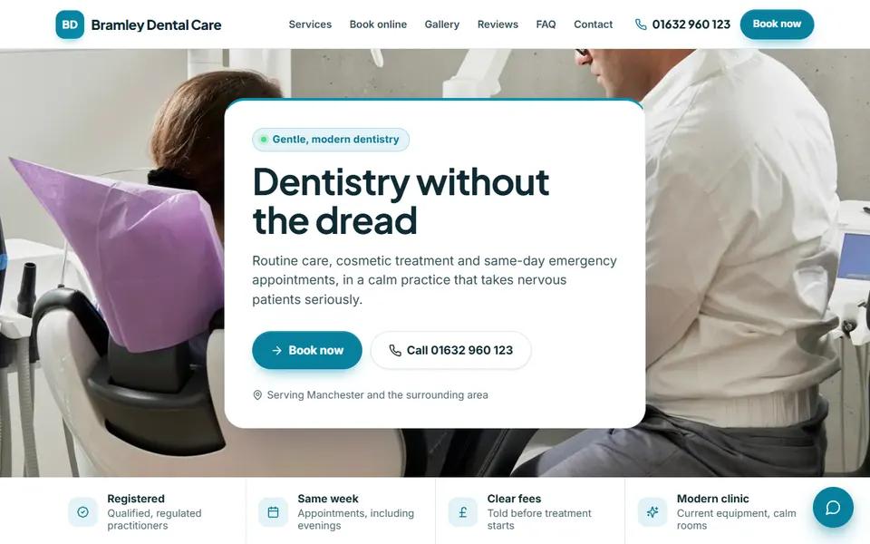 Dentist example: home page