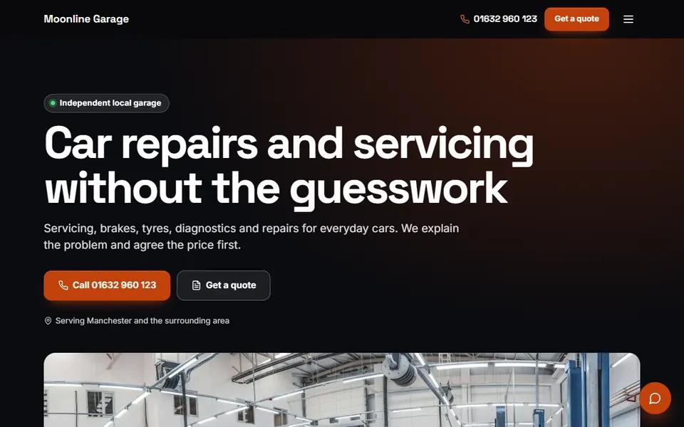 Our mechanic demo: home page