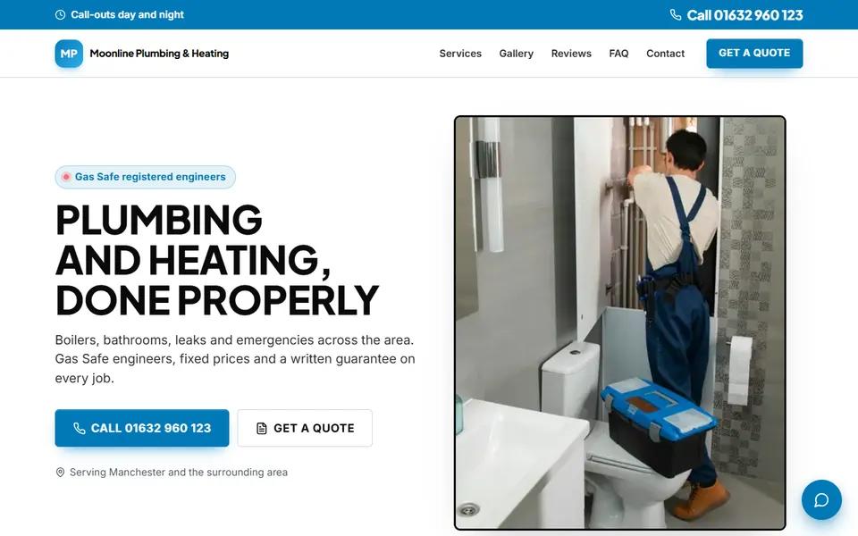 Plumber example: home page